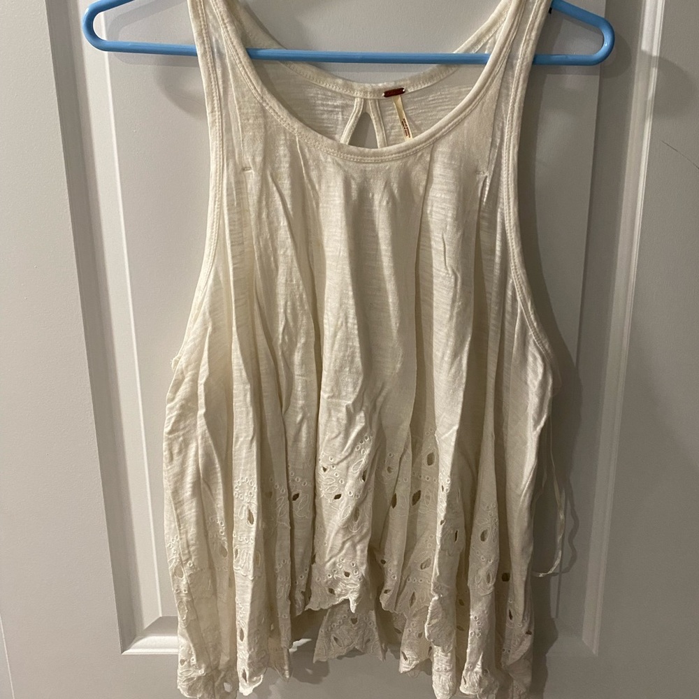 White flowy floral tank top